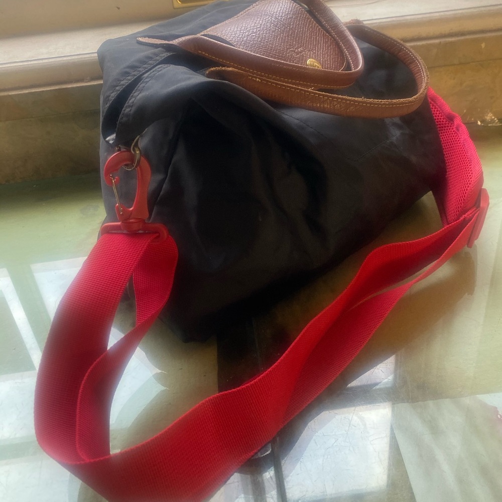 LONGCHAMP UNIQUE 💚ED Le PLIAGE SATCHEL Bag LUX CABAS VNTG w CROSSBODY OPTION GUC - Picture 4 of 12